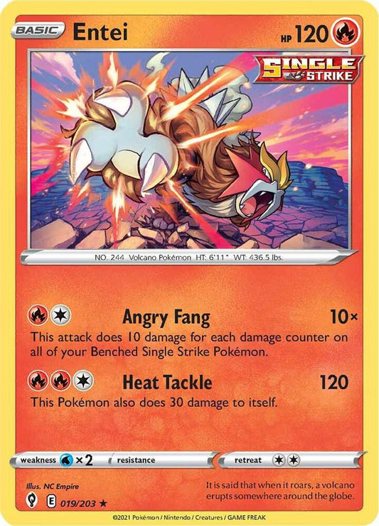 Entei 019/203 Holo Rare Evolving Skies Pokémon card