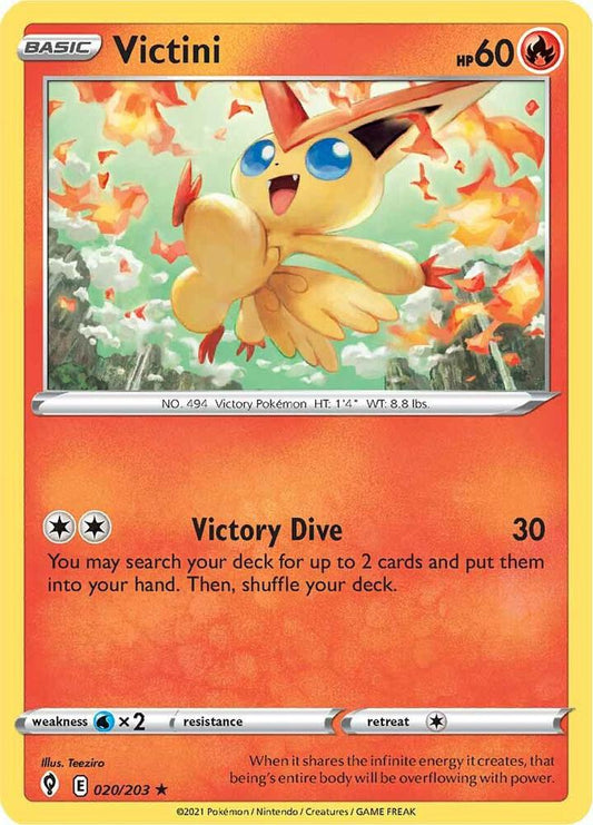 Victini 020/203 Holo Rare Evolving Skies Pokémon card