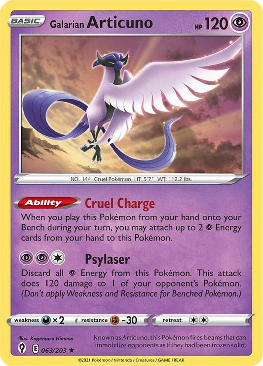 Galarian Articuno 063/203 Holo Rare Evolving Skies Pokémon card