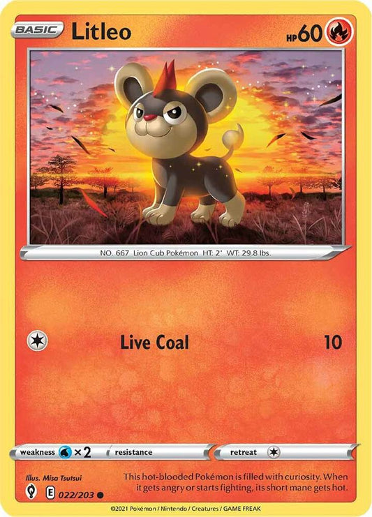 Litleo 022/203 Common Evolving Skies Pokémon card