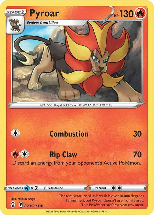 Pyroar 023/203 Uncommon Evolving Skies Pokémon card