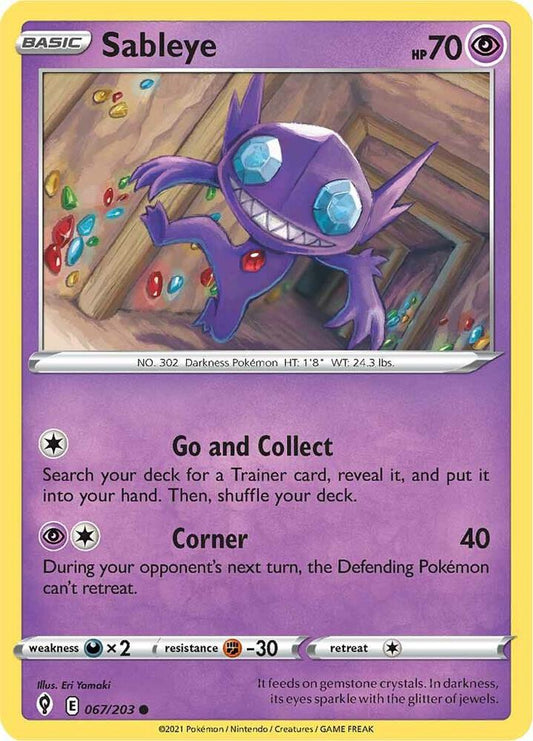Sableye 067/203 Common Evolving Skies Pokémon card