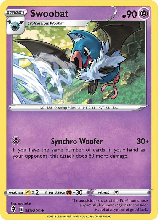 Swoobat 069/203 Uncommon Evolving Skies Pokémon card