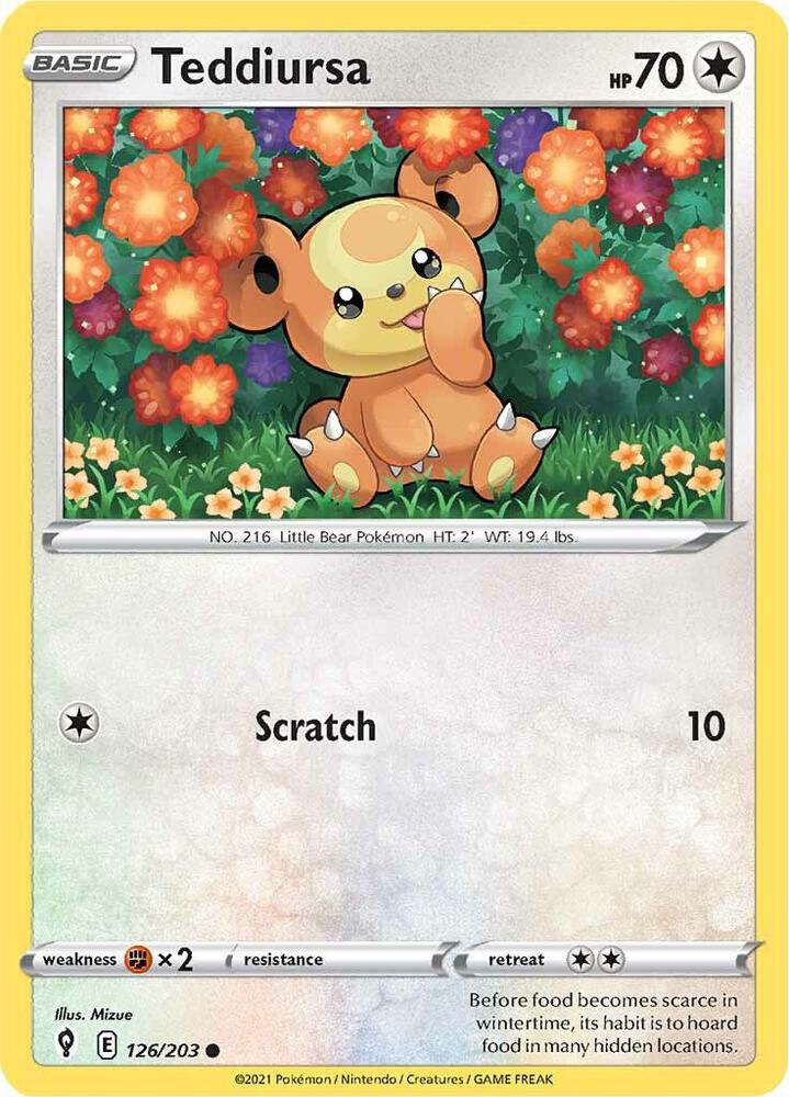 Teddiursa 126/203 Common Evolving Skies Pokémon card
