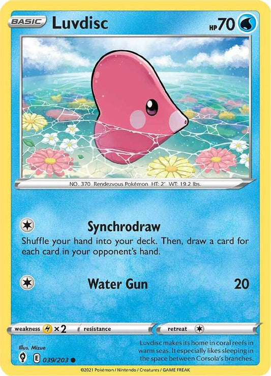 Luvdisc 039/203 Common Evolving Skies Pokémon card