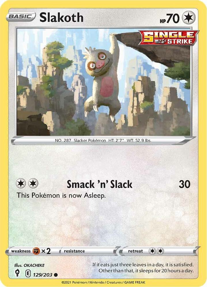 Slakoth 129/203 Common Evolving Skies Pokémon card