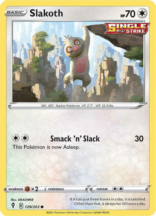 Slakoth 129/203 Common Evolving Skies Pokémon card
