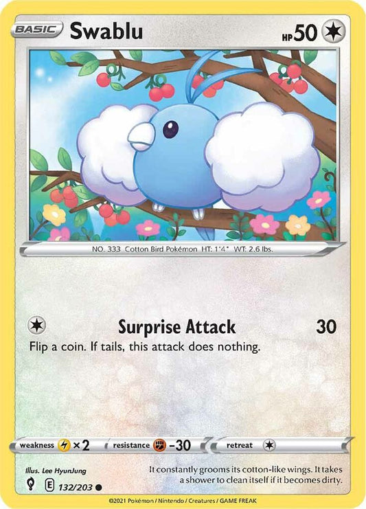 Swablu 132/203 Common Evolving Skies Pokémon card