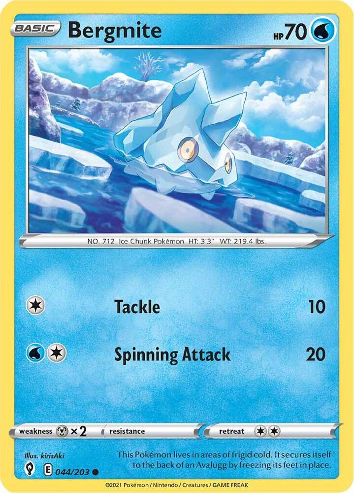 Bergmite 044/203 Common Evolving Skies Pokémon card