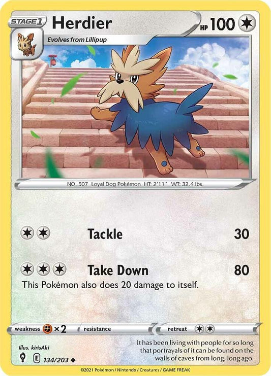 Herdier 134/203 Uncommon Evolving Skies Pokémon card