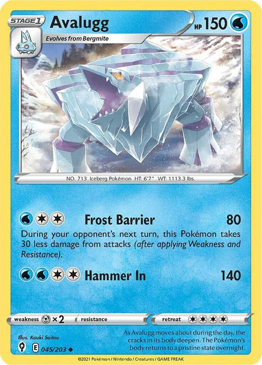Avalugg 045/203 Uncommon Evolving Skies Pokémon card