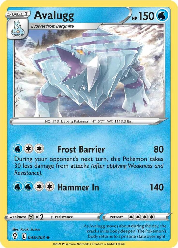 Avalugg 045/203 Uncommon Evolving Skies Pokémon card