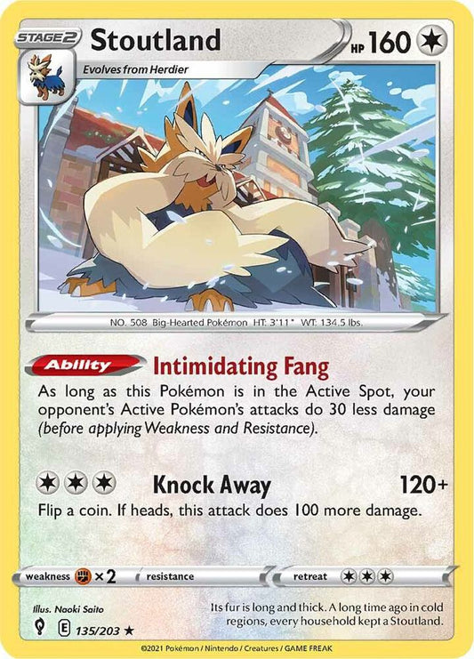 Stoutland 135/203 Rare Evolving Skies Pokémon card