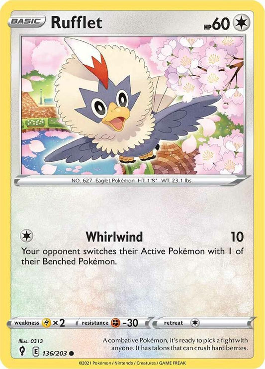 Rufflet 136/203 Common Evolving Skies Pokémon card