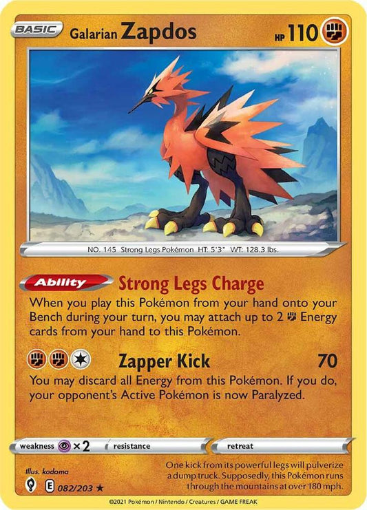 Galarian Zapdos 082/203 Holo Rare Evolving Skies Pokémon card