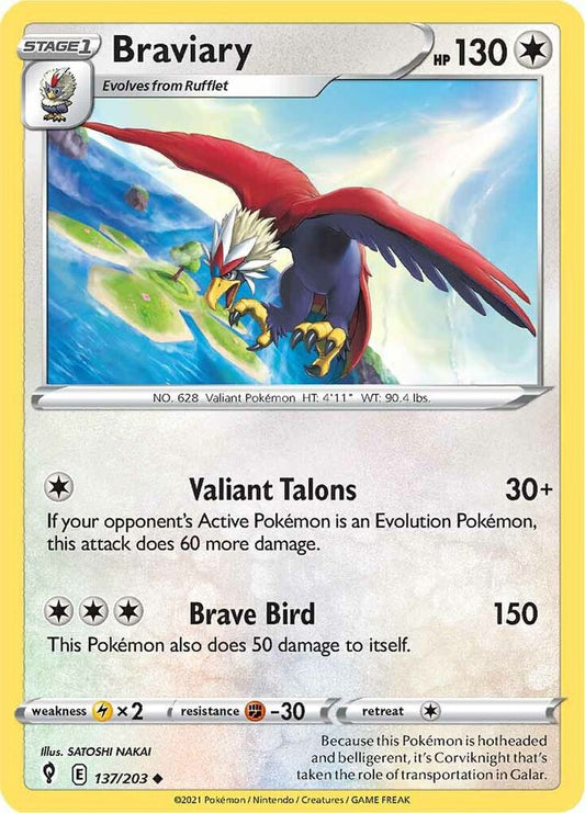 Braviary 137/203 Uncommon Evolving Skies Pokémon card