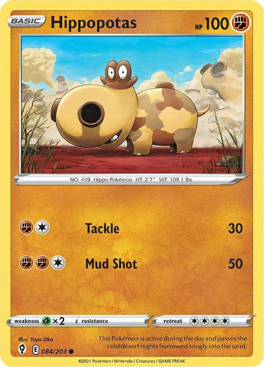 Hippopotas 084/203 Common Evolving Skies Pokémon card