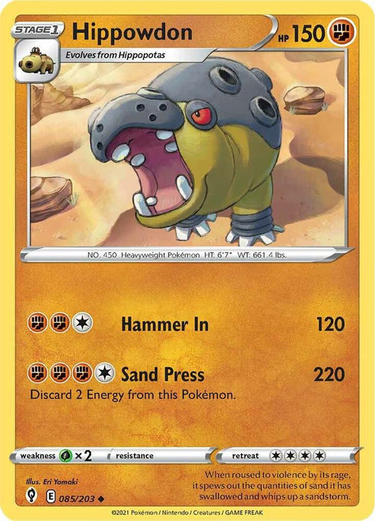 Hippowdon 085/203 Uncommon Evolving Skies Pokémon card