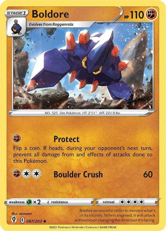 Boldore 087/203 Uncommon Evolving Skies Pokémon card