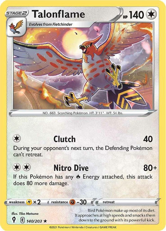 Talonflame 140/203 Rare Evolving Skies Pokémon card