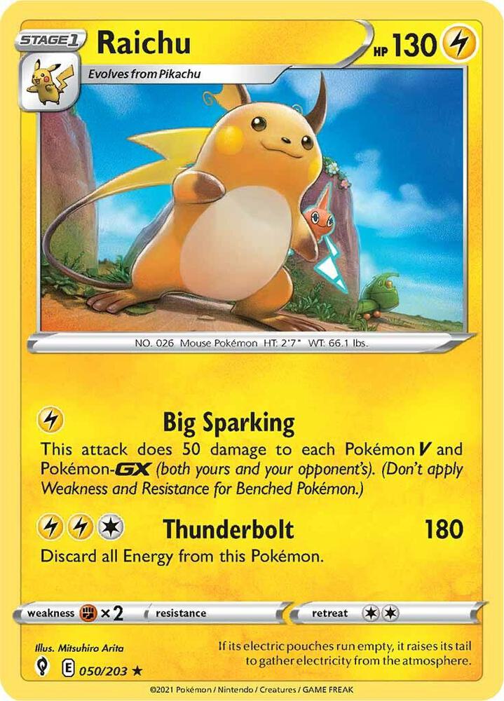 Raichu 050/203 Holo Rare Evolving Skies Pokémon card