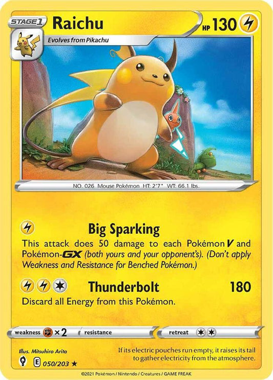 Raichu 050/203 Holo Rare Evolving Skies Pokémon card