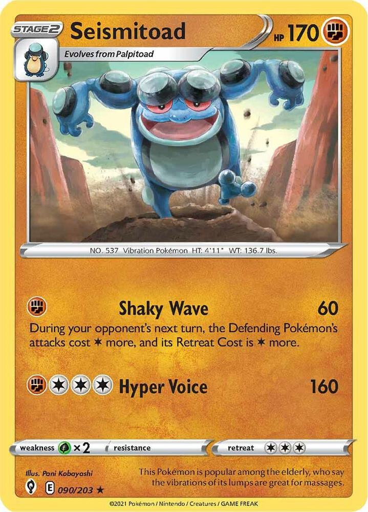 Seismitoad - 090/203 Rare SWSH07: Evolving Skies