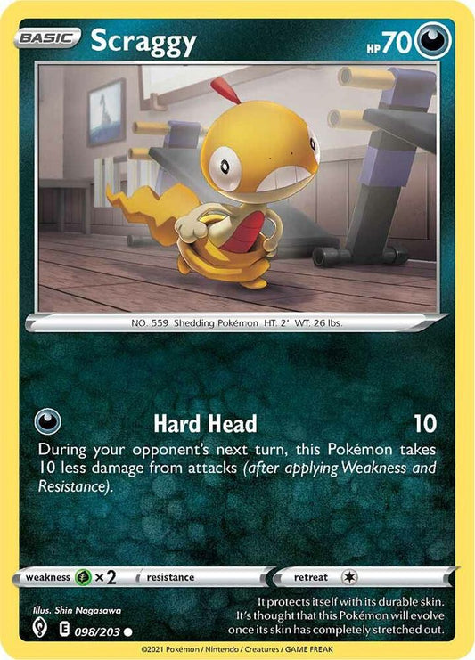 Scraggy 098/203 Common Evolving Skies Pokémon card