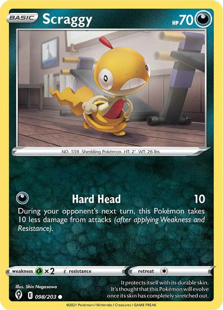 Scraggy 098/203 Common Evolving Skies Pokémon card
