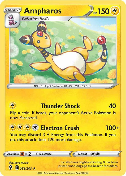 Ampharos 056/203 Rare Evolving Skies Pokémon card