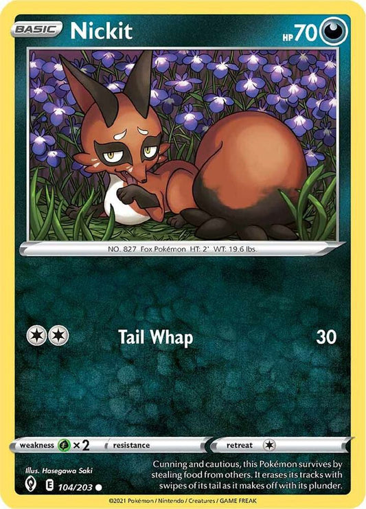 Nickit 104/203 Common Evolving Skies Pokémon card