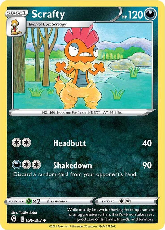 Scrafty 099/203 Uncommon Evolving Skies Pokémon card