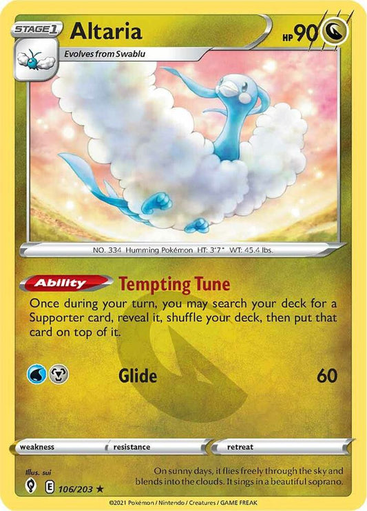Altaria 106/203 Rare Evolving Skies Pokémon card