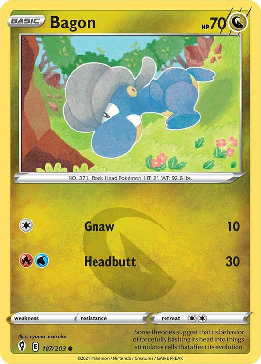 Bagon 107/203 Common Evolving Skies Pokémon card