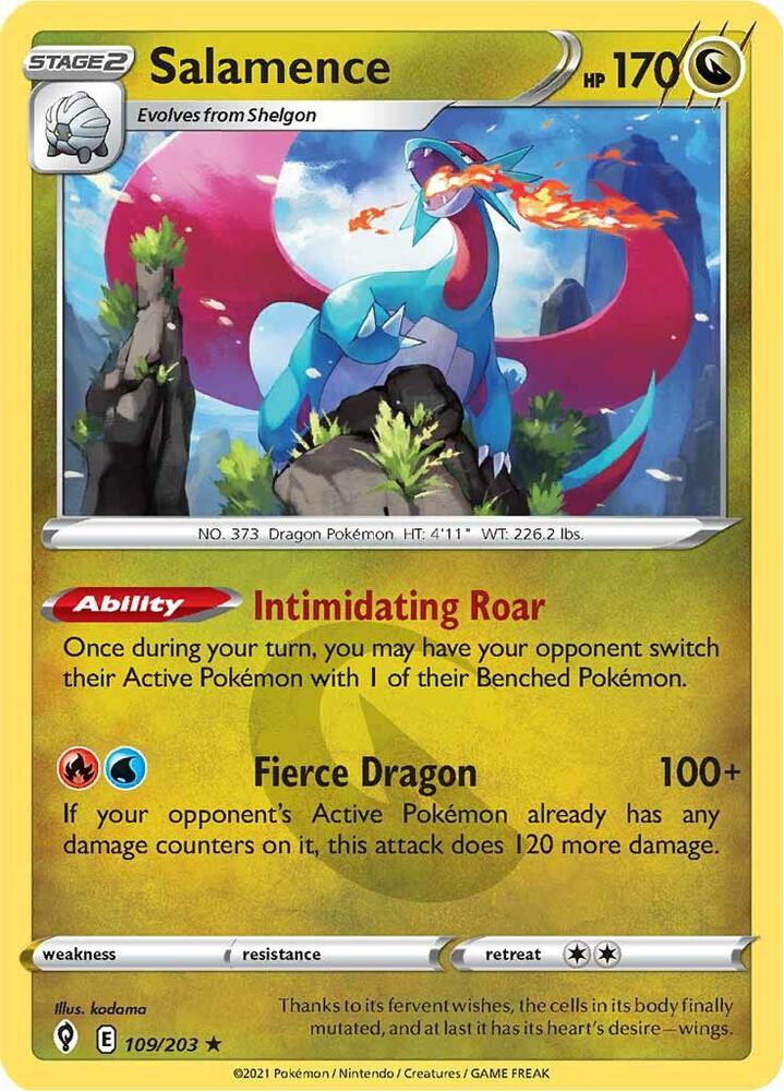 Salamence 109/203 Holo Rare Evolving Skies Pokémon card