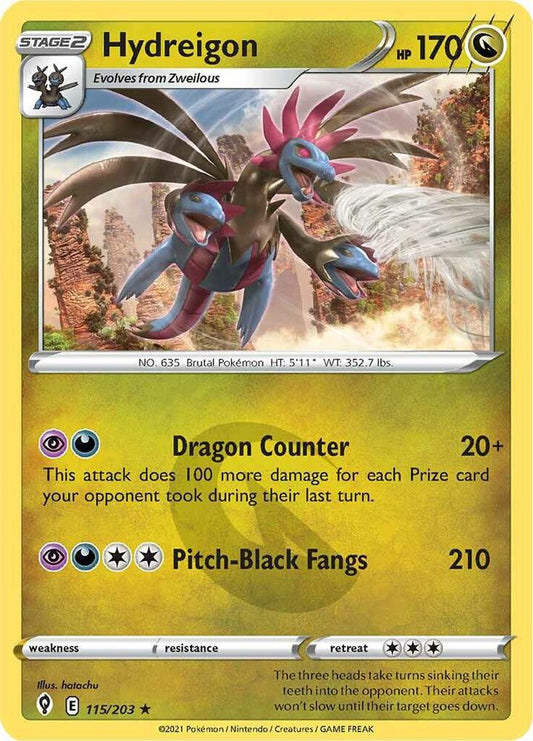 Hydreigon 115/203 Holo Rare Evolving Skies Pokémon card