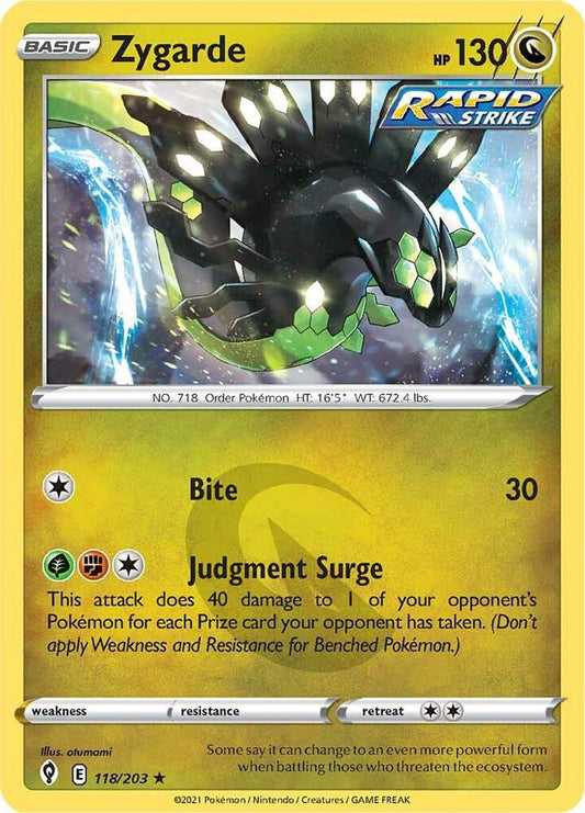 Zygarde 118/203 Holo Rare Evolving Skies Pokémon card