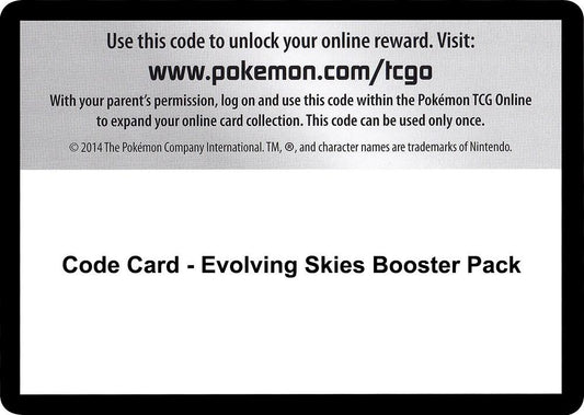 Code Card - Evolving Skies Booster Pack - Code Card SWSH07: Evolving Skies