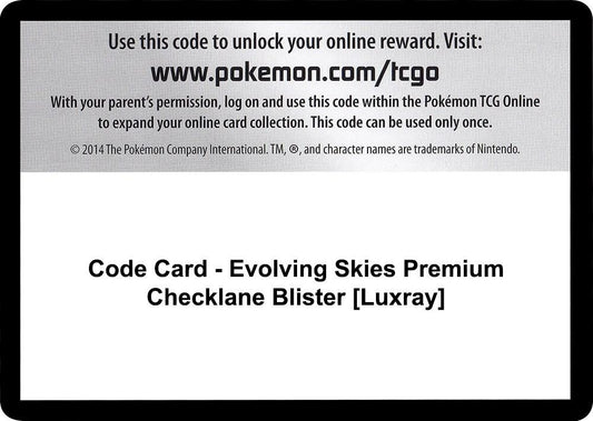 Code Card - Evolving Skies Premium Checklane Blister [Luxray] - Code Card SWSH07: Evolving Skies