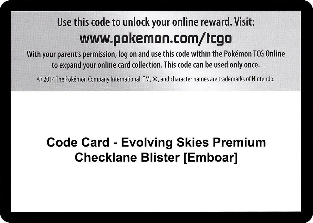 Code Card - Evolving Skies Premium Checklane Blister [Emboar] - Code Card SWSH07: Evolving Skies