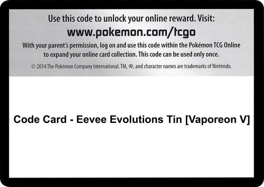 Code Card - Eevee Evolutions Tin [Vaporeon V] Code Card Miscellaneous Cards & Products Pokémon card