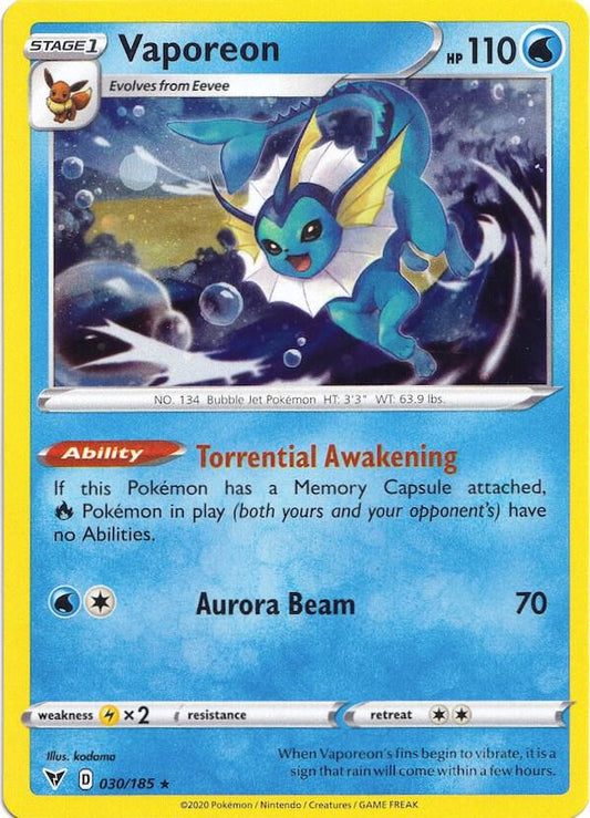 Vaporeon - 030/185 (Cosmos Holo) 030/185 Promo Miscellaneous Cards & Products Pokémon card