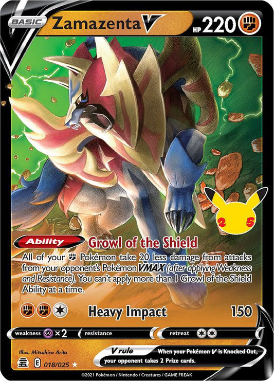 Zamazenta V 018/025 Ultra Rare Celebrations Pokémon card