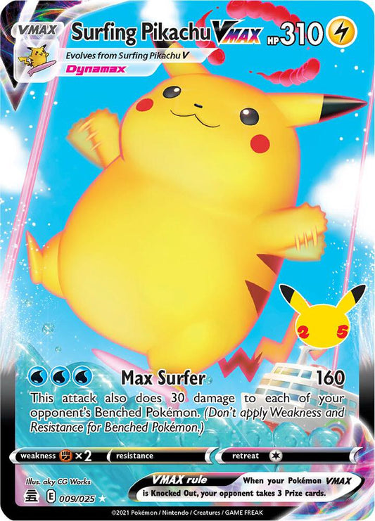 Surfing Pikachu VMAX 009/025 Ultra Rare Celebrations Pokémon card