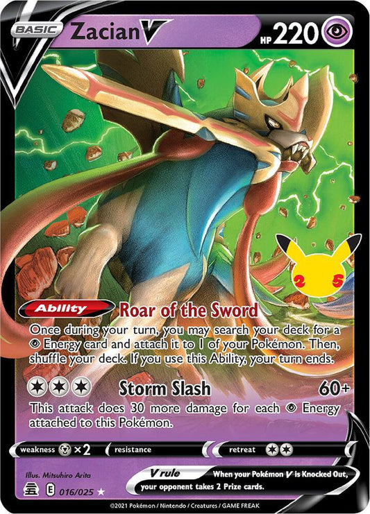 Zacian V 016/025 Ultra Rare Celebrations Pokémon card