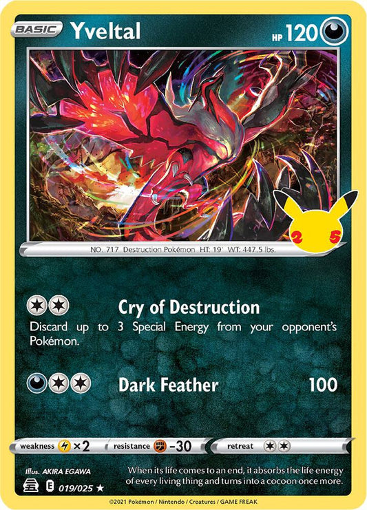 Yveltal 019/025 Holo Rare Celebrations Pokémon card