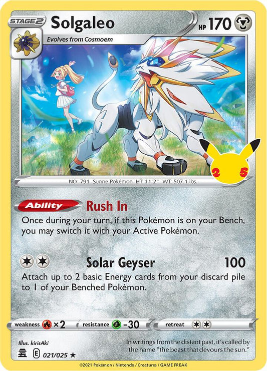 Solgaleo 021/025 Holo Rare Celebrations Pokémon card