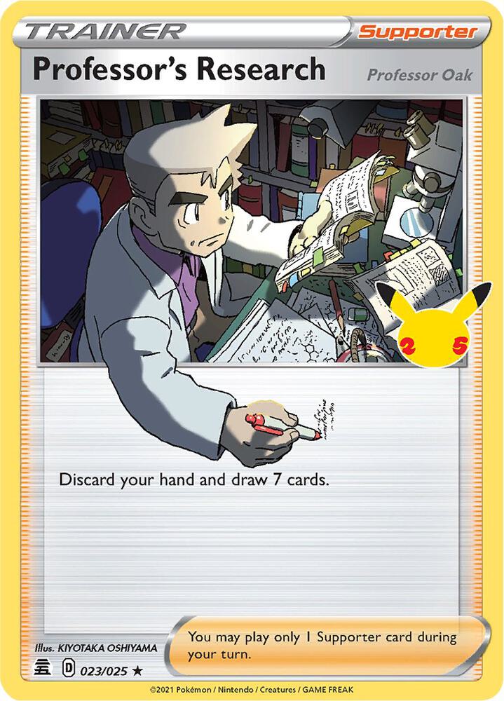 Professor's Research [Professor Oak] 023/025 Holo Rare Celebrations Pokémon card