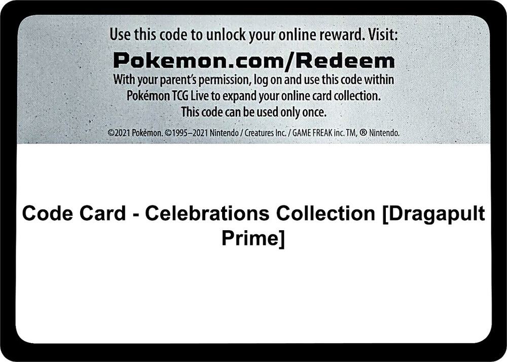 Code Card - Celebrations Collection [Dragapult Prime] - Code Card Celebrations