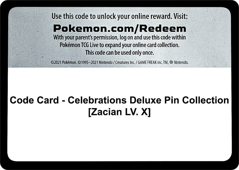 Code Card - Celebrations Deluxe Pin Collection [Zacian LV. X] - Code Card Celebrations